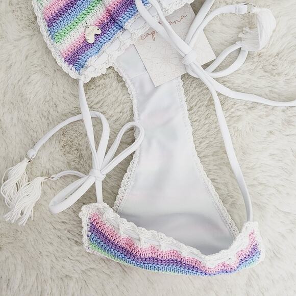 NWT Capittana Trinidad Crochet Rainbow Knit String Bikini Swim Bottom - Picture 6 of 10